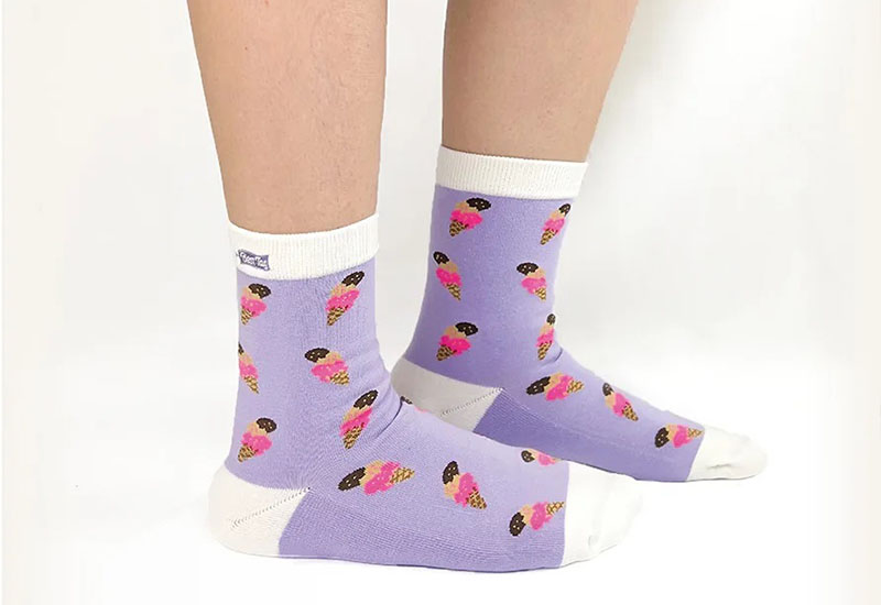 甜筒冰淇淋-淺紫 厚襪款(2種尺寸)